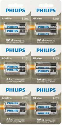 Philips Батарейки LR6A12S/51 АА алкалиновые 1,5v, LR6-2BL Entry (12/72/216/14688). Блистер 2х6 шт.