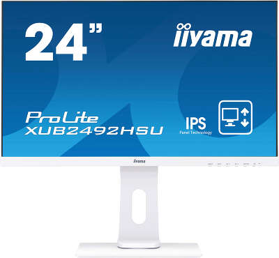 Монитор 24" Iiyama XUB2492HSU-W1 IPS FHD D-Sub, HDMI, DP USB-Hub белый