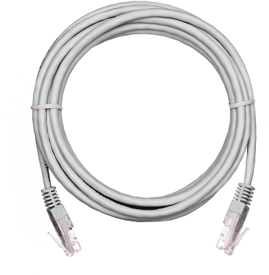 Коммутационный шнур NETLAN U/UTP 4 пары, Кат.5е (Класс D), 100МГц, 2хRJ45/8P8C, T568B, заливной, многожильный, BC (чистая медь), LSZH нг(B)-HF, серый, 1м, уп-ка 10шт.