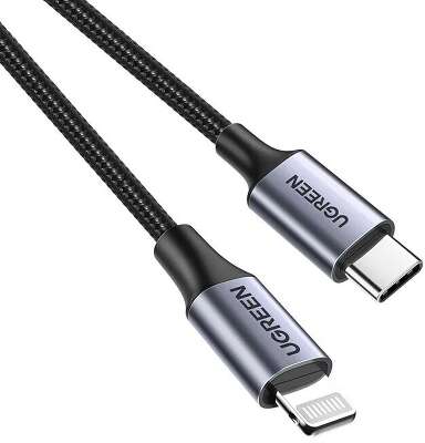 Кабель UGREEN US304 (60761) USB-C to Lightning M/M Cable Aluminum Shell Braided.  Длина 2 м. Цвет: черный