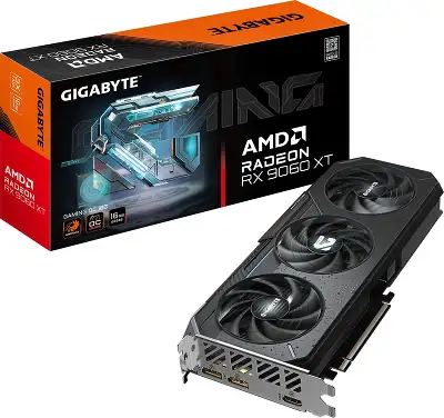 Видеокарта Gigabyte PCI-E 5.0 GV-R9060XTGAMING OC-16GD 1.0 AMD Radeon RX 9060XT 16Gb 128bit GDDR6 2780/20000 HDMIx1 DPx2 HDCP Ret