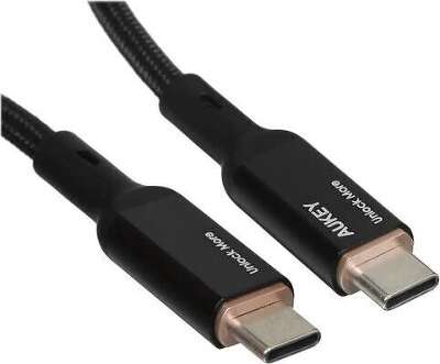 Кабель Aukey USB-C - USB-C, Silicone 140W, 1м, черный