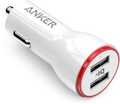 Автомобильное ЗУ Anker PowerDrive 2 2xUSB 24 Вт, белое [A2310H21/A2310G21]