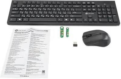 Клавиатура + мышь Оклик 250M клав:черный мышь:черный USB беспроводная slim (997834)