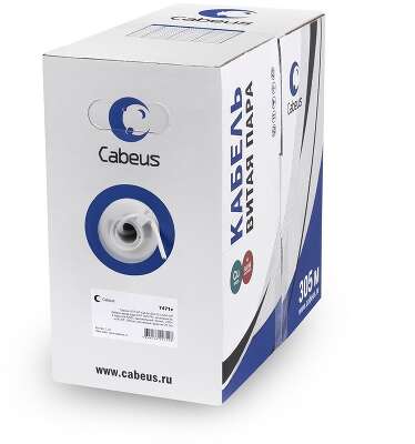 Cabeus UTP-4P-Cat.6-SOLID-LSZH-GY Кабель витая пара UTP (U/UTP), категория 6, 4 пары (23 AWG), одножильный, LSZH нг(А)-HF, серый (305 м)