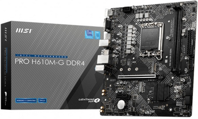 Материнская плата MSI PRO H610M-G DDR4 0,LGA1700,2DDR4,1PCI-Ex16,1PCI-Ex1,2M.2(KEY M+KEY E),4SATA