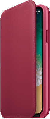 Кожаный чехол для iPhone X Apple Leather Folio, Berry [MQRX2ZM/A]