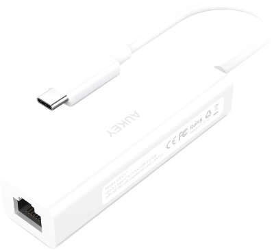 Адаптер Aukey USB-C Hub 3xUSB/1xGigabit Ethernet, White [CB-C17]