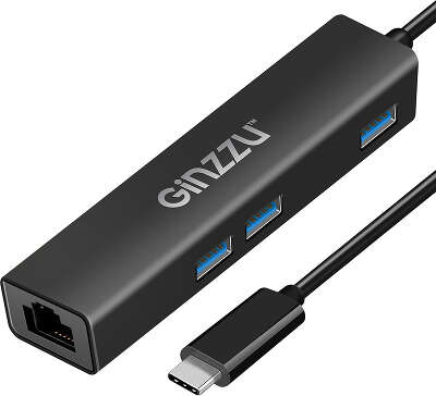 Концентратор TYPE C, 3xUSB3.0, GIGA LAN 1000Mb/s Ginzzu GR-765UB