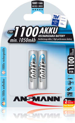 Комплект аккумуляторов AAA ANSMANN 1100 мАч (2 шт в блистере)