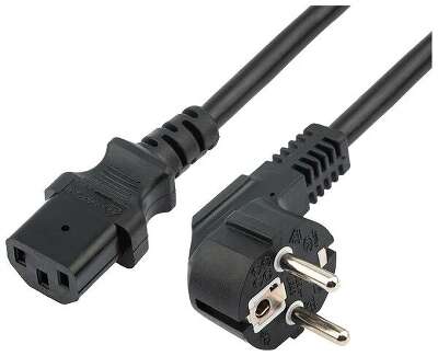 Rexant (11-1132) Шнур сетевой, вилка угловая СЕЕ 7/7(Schuko) - разъем IEC 320 C13, кабель 3x0,75 мм?, длина 3 метра (PVC пакет) 