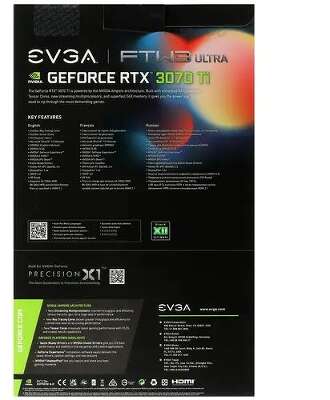 Видеокарта EVGA NVIDIA nVidia GeForce RTX 3070Ti FTW3 Ultra LHR 8Gb DDR6X PCI-E HDMI, 3DP