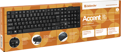Defender Проводная клавиатура Accent SB-720 RU,черный,компактная USB