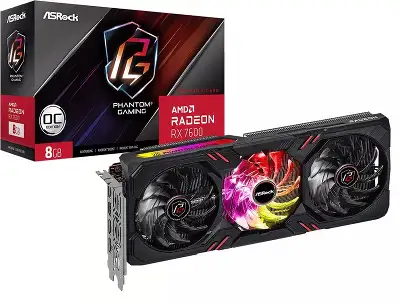 Видеокарта Asrock PCI-E 4.0 RX7600 PG 8GO AMD Radeon RX 7600 8Gb 128bit GDDR6 2355/18000 HDMIx1 DPx3 HDCP Ret