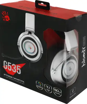 Наушники с микрофоном A4Tech Bloody G535 белый/черный 2м мониторные USB оголовье (G535 (BLACK+WHITE) USB)