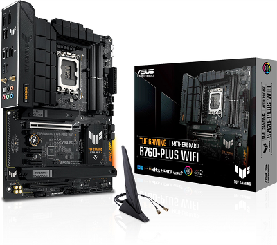 Материнская плата ASUS TUF GAMING B760-PLUS WIFI, LGA1700, B760, 2*DDR5, 4*SATA, 3*M.2, 4*USB 3.2, 1*USB 2.0, Type-C, 2*PCIx16, 2*PCIx1, DP+HDMI, ATX; 90MB1ER0-M1EAY0