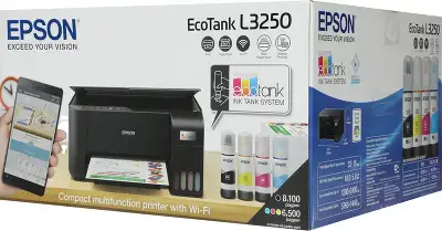 МФУ струйный Epson L3250 (C11CJ67508/503/523/418/519/412) A4 WiFi черный
