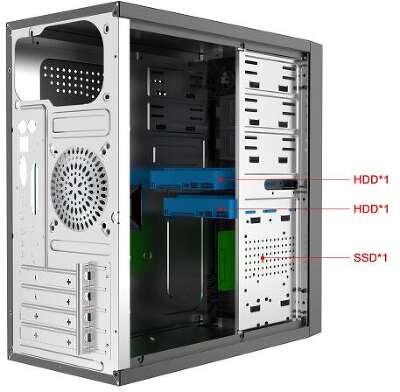 Корпус Foxline FZ-059, черный, mATX, 450W (FZ-059-SX450R-U32C)