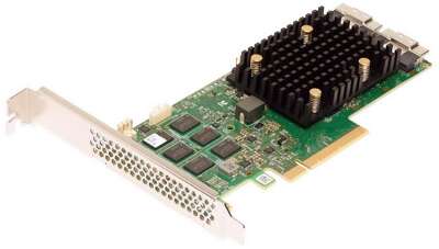 HBA-адаптер Broadcom 9500-16i SGL (05-50134-00 / 03-50134-00002) PCIe v4 x8 LP, Tri-Mode SAS/SATA/NVMe 12G HBA, 16port(2*int SFF8654), 3816 IOC, RTL