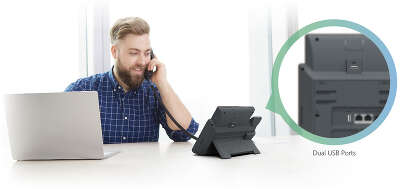 SIP-T43U, 12 аккаунтов, 2 порта USB, BLF, PoE, GigE, без БП