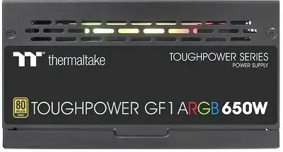 Блок питания Thermaltake ATX 650W Toughpower GF1 ARGB 80+ gold (20+4pin) APFC 140mm fan color LED 9xSATA Cab Manag RTL