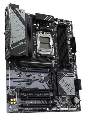 Материнская плата GIGABYTE B650 EAGLE AX, AM5, B650, 4*DDR5, 4*SATA, 3*M.2, 2*USB 3.2, 6*USB 2.0, Type-C, 4*PCIx16, DP+HDMI, ATX