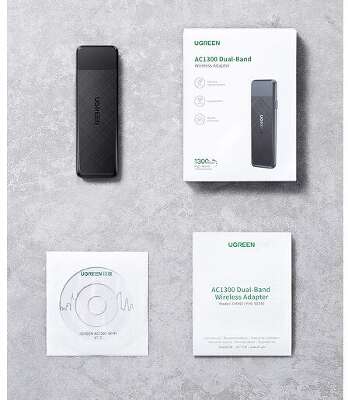 Адаптер двухдиапазонный UGREEN CM492 (50340) AC1300 Wireless Network Adapter. черный