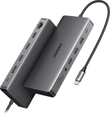 Конвертер UGREEN CM681 (15978) Revodok Pro Converter 13-in-1 4K@60Hz & 2*HDMI & 1*DP with PD. Цвет: серый