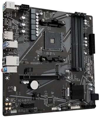 Материнская плата Gigabyte B550M K, Socket AM4, AMD B550, 4xDDR4-3200, HDMI+DP, 1xPCI-Ex16, 1xPCI-Ex1, 4xSATA3(RAID 0/1/10), 2xM.2, 8 Ch Audio, GLan, (4+2)xUSB2.0, (4+2)xUSB3.2, 1xPS/2, mATX, RTL {10}