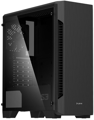 Корпус ZALMAN S3 TG, ATX, BLACK, TEMPERED GLASS WINDOW, 2x3.5", 2x2.5", 2xUSB2.0, 1xUSB3.0, FRONT 2x120mm