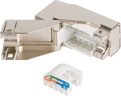 Модуль-вставка NIKOMAX типа Keystone, Кат.5е (Класс D), 100МГц, RJ45/8P8C, самозажимной, T568A/B, полный экран, металлик - гарантия: 5 лет расширенная / 25 лет системная