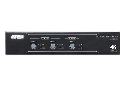 Матричный коммутатор с извлекателем звука Aten ProAV-green: 2x2 True 4K HDMI Матричный коммутатор с извлекателем звука