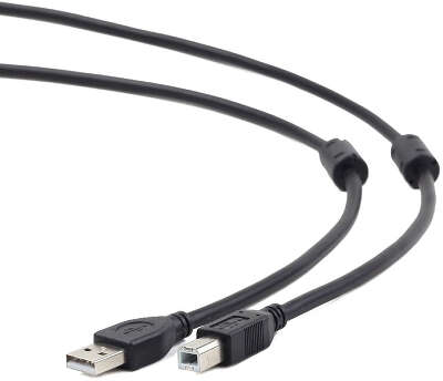 Кабель USB 2.0 Pro Cablexpert CCF2-USB2-AMBM-10, AM/BM, 3м, экран, 2феррит.кольца, черный, пакет