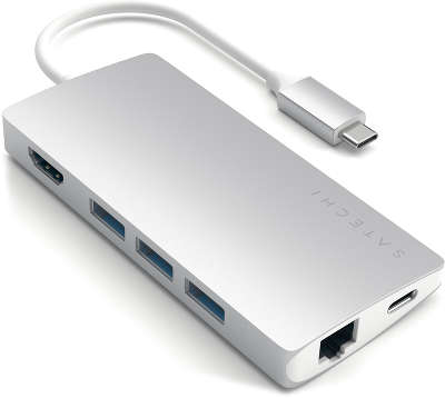 Адаптер Satechi USB-C Aluminum Multi-Port Adapter 4K with Ethernet V2, Silver [ST-TCMA2S]