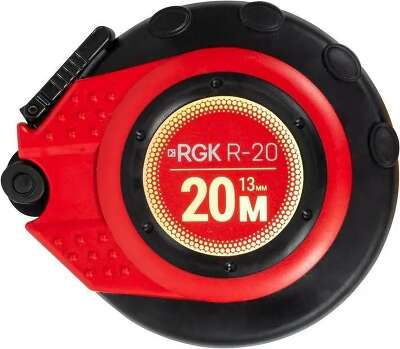 Рулетка строительная RGK R20 дл.полотна 20м изм.шкала в см зацеп простой красный/черный (774925)