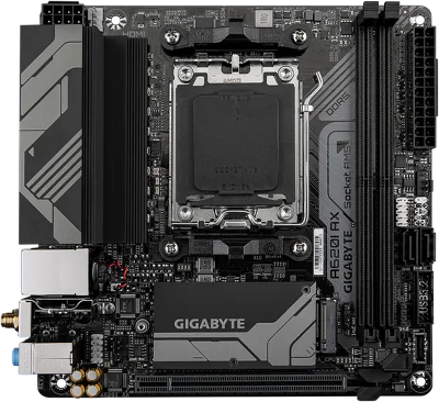 Материнская плата GIGABYTE A620I AX, AM5, A620, 2*DDR5, 2*SATA, 2*M.2, 2*USB 3.2, 3*USB 2.0, Type-C, 1*PCIx16, DP+HDMI, mITX