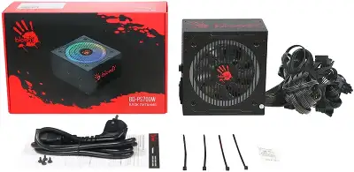 Блок питания Bloody ATX 700W BD-PS700W 80 PLUS WHITE (20+4pin) APFC 120mm fan color LED 6xSATA RTL