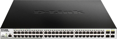 Коммутатор/ DGS-1210-52MP/ME/B Managed L2 Metro Ethernet Switch 48x1000Base-T PoE, 4x1000Base-X SFP, PoE Budget 370W, Surge 6KV, CLI, RJ45 Console, Dying Gasp