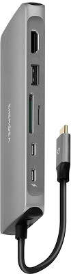 Адаптер EnergEA AluHUB HD MAX 14-in-1 Superspeed Aluminium USB-C, Gunmetal [HUB-HDMAX-GUN]