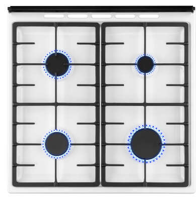 Плита Комбинированная Weissgauff WCS К1К62 WGM белый/черный (стеклянная крышка) реш.чугун