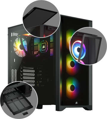 Корпус Corsair iCUE 4000X, черный, ATX, Без БП (CC-9011204-WW)