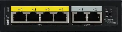 Коммутатор Netis P106C (L2) 6x100Мбит/с 4PoE+ 60W неуправляемый