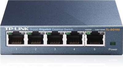 TP-Link TL-SG105 5-портовый гигабитный настольный коммутатор, 5 гигабитных портов RJ45, стальной настольный корпус