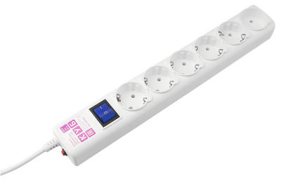 Сетевой фильтр Power Cube сетевой фильтр, 3 метра, 6 розеток (5 с заземлением + 1 без заземления), 16А/3,5кВт, cечение провода: 3х1мм2, цвет белый, гарантия 4 года, производство РФ, МПТ
