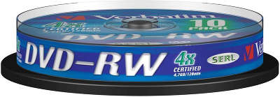 DVD-RW диск Verbatim 4х 4.7 ГБ Cake Box (10 шт.)