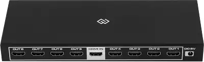 Сплиттер аудио-видео Digma DHSP-v2x8 HDMI (f)/8xHDMI (f) черный