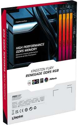 Модуль памяти Kingston 24GB DDR5 7200 FURY Renegade Silver/Black RGB XMP Non-ECC Unbuffered DIMM (Single Module) 1RX8 38-44-44 1.45V 288-pin 24Gbit