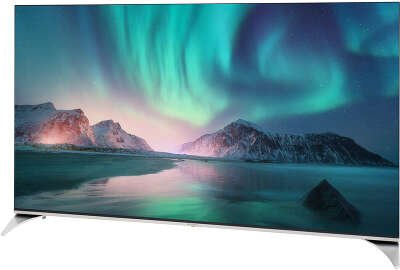 Телевизор QLED Hyundai 55" H-LED55QBU7500 Android TV Frameless черный/серебристый 4K Ultra HD 60Hz DVB-T DVB-T2 DVB-C DVB-S DVB-S2 USB WiFi Smart TV