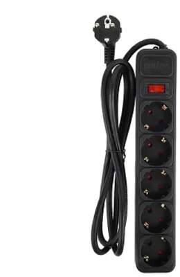 Perfeo сетевой фильтр "REAL POWER", 5,0м, 5 розеток, 16А, 3500 Вт, тройная защита, черный. [PF_E1503]