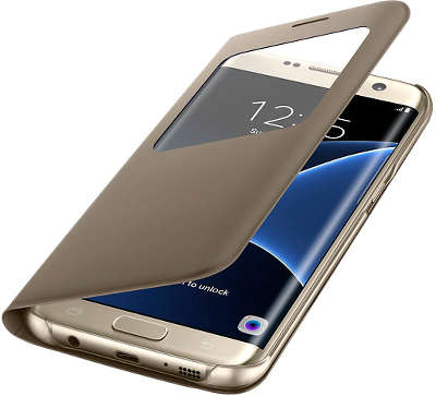 Чехол-книжка Samsung для Samsung Galaxy S7 Edge S-View Cover, черный (EF-CG935PBEGRU)